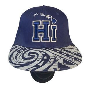 Hawaiian Headwear Hawaii Waves Blue Cotton Cap Hat Aloha